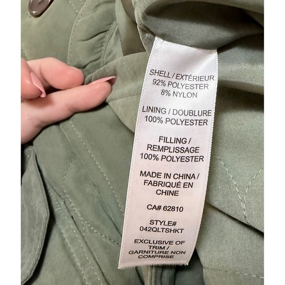 Ricki's Olive Green Quilted Barn Coat‎ Size Medium Jacket Button Down - Picture 12 of 12